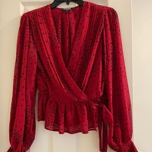 Express peplum surplice blouse with heart print